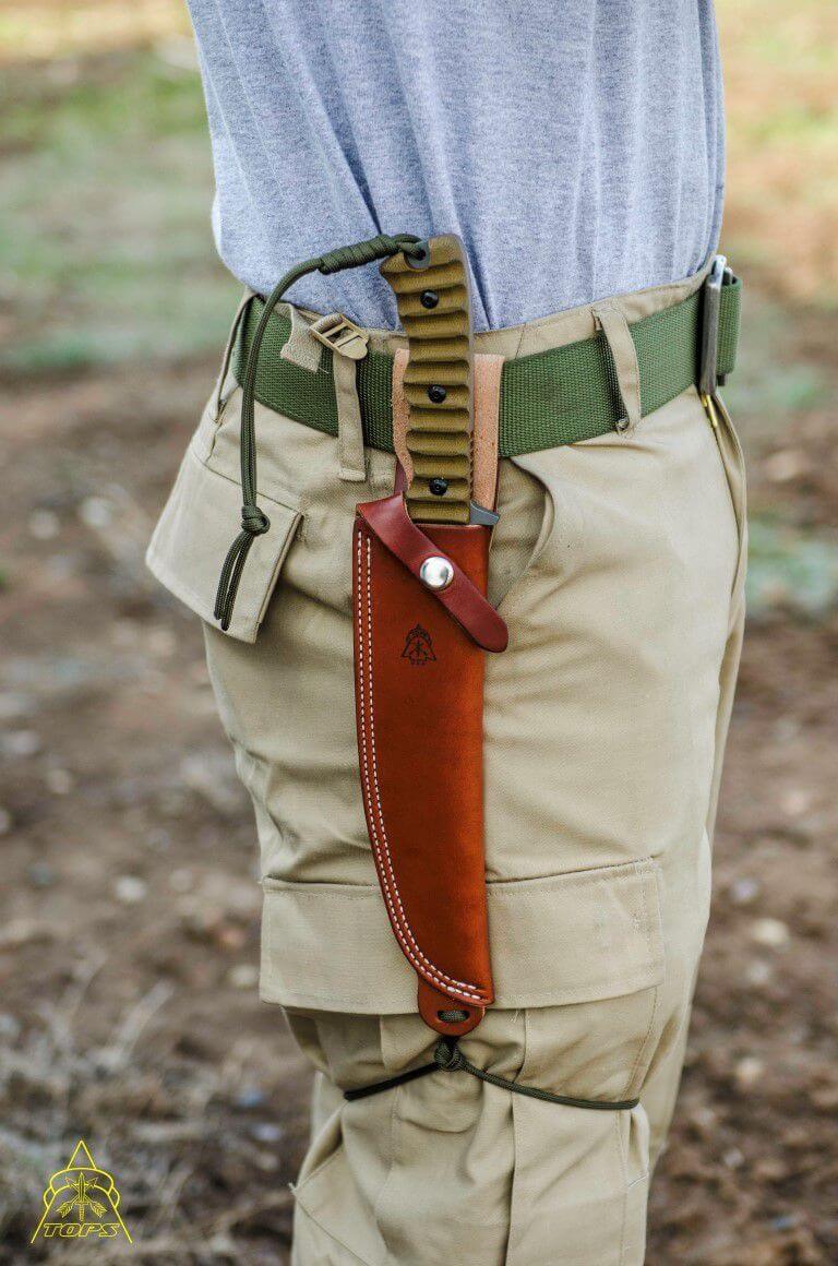 TOPS Wild Pig Hunter knife - leather shelf belt loop carry camping